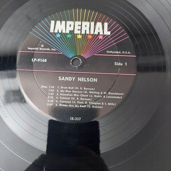 Sandy Nelson Drums Are My Beat! 12" Vinyl LP Imperial LP 9168 1962 - Picture 6 of 8